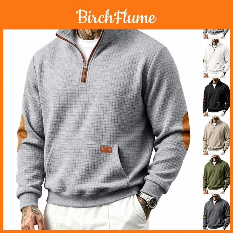 Mens Casual Sweater With Knit Pattern And Stand Collar For Autumn Winter Outdoor Wear