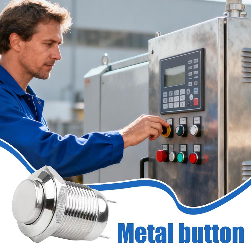 Power Push Button 12mm Self-Resetting Multifunctional Start Metal Momentary Push Button On Off For Home Electronics Workshop