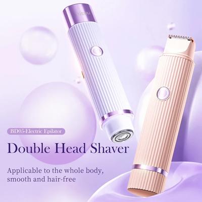 Electric Shaver for Women Waterproof Wet & Dry Hair Razors 2 In 1 Double Head Dual Bikini Hair Trimmer Detachable Head Shaver