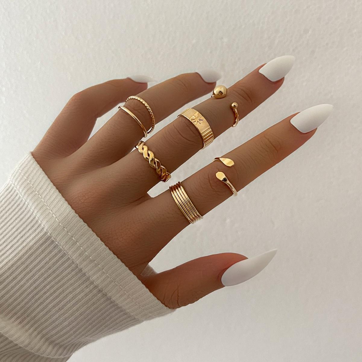 

6Pcs/Set Boho Irregular Geometry Engraving Metal Ring Set for Women Gold Color Jewelry Set Elegant Party Gift