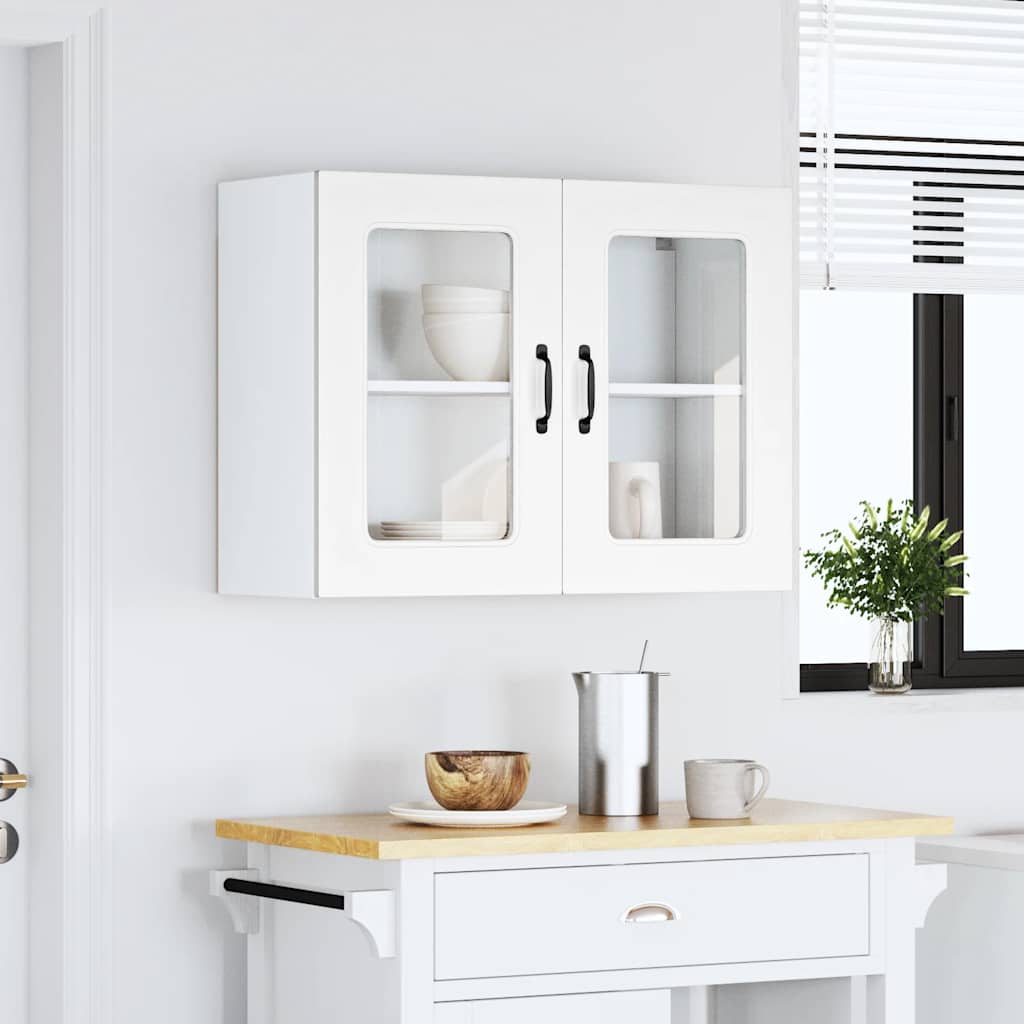 Weiße Küchen-Wandhängeschrank mit Glastüren, Kalmar