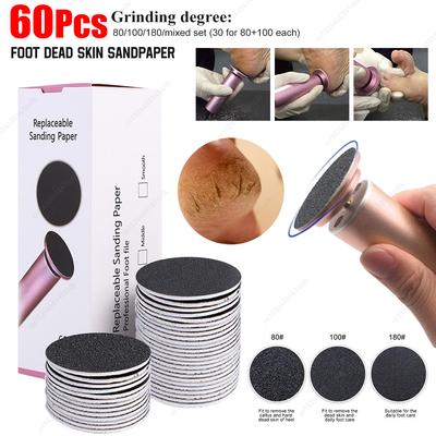 60 Stück 43mm Fuß Hornhaut SchleifpapierFür Elektrische Nagelfeile Nagelhaut Hühnerauge Austauschbares Schleifpapier Professionelle Pediküre