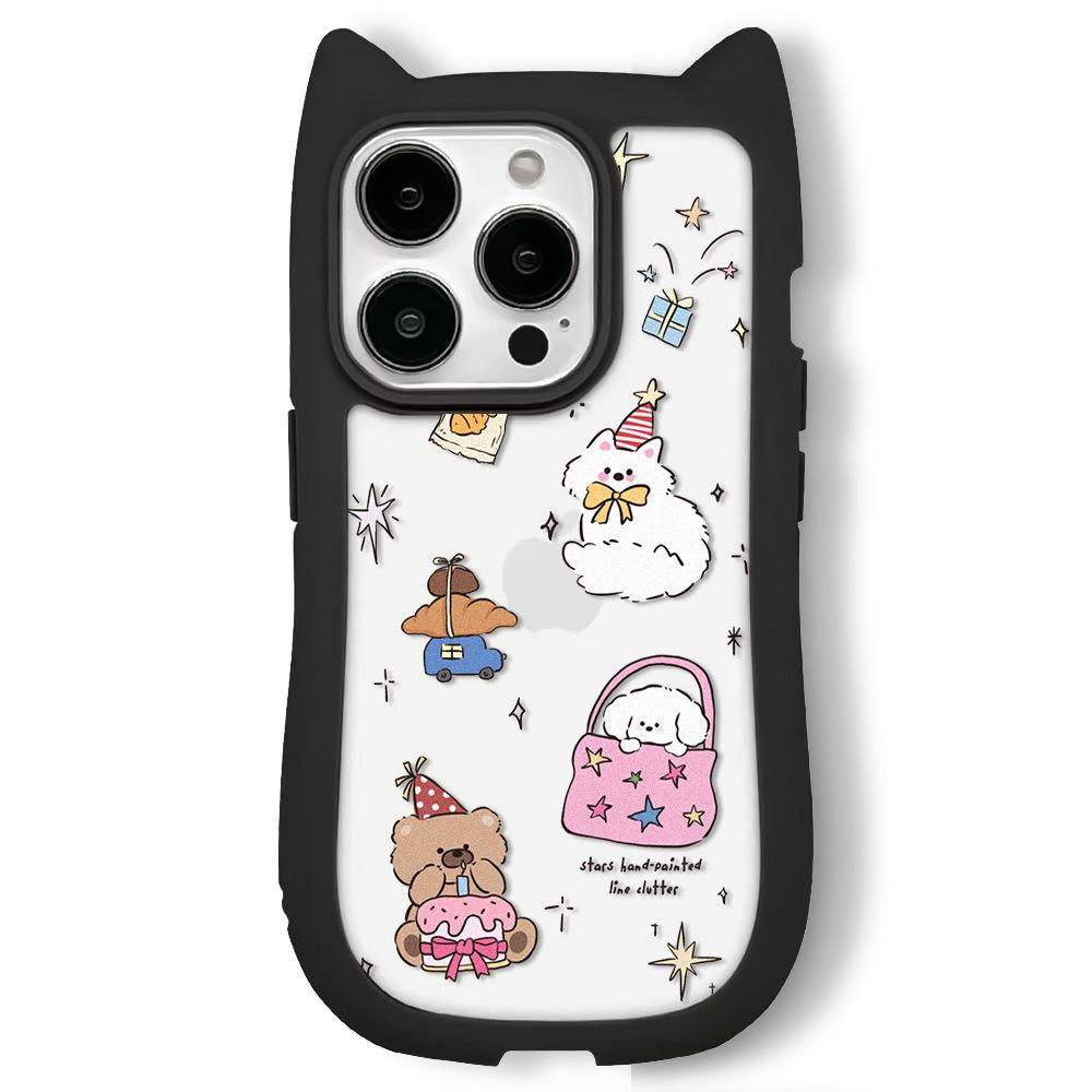 Защитный чехол Zhitai Apple iPhone: Дизайн «кошачьи уши» для 12/13/14 PRO и 15 PROMAX.