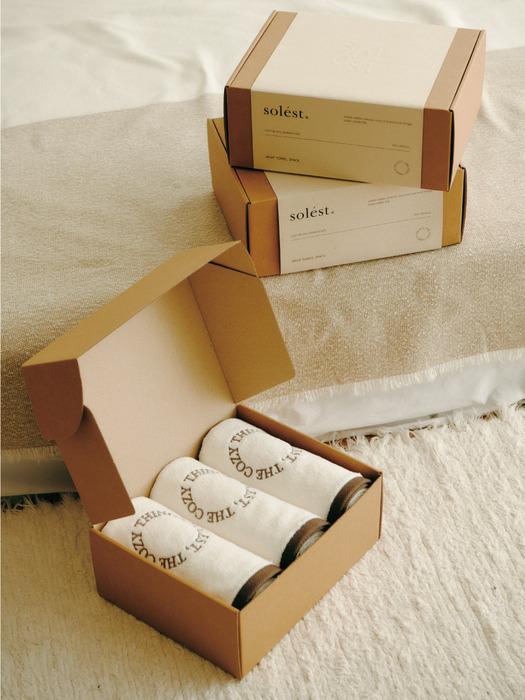 Solest Cotton & Bamboo Fabric Whip Towel Acne Antibacterial 240g Hotel Towel, 3 pieces Cream White