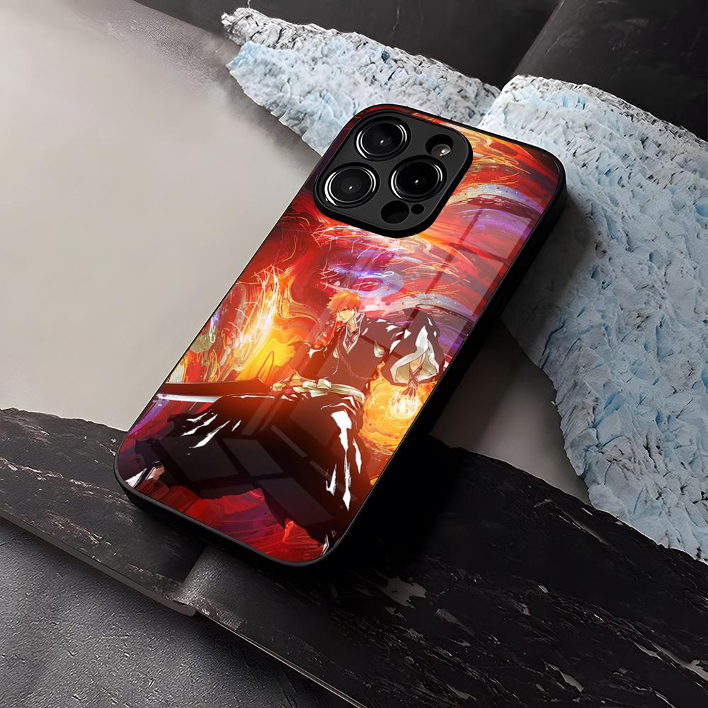 

B-Bleachs K-Kurosaki Ichigo Phone Case Tempered Glass For IPhone 16 17 13 14 12 15 11 Pro Max Plus Mini X XR SE2020 Coque iPhone 16 Pro Max