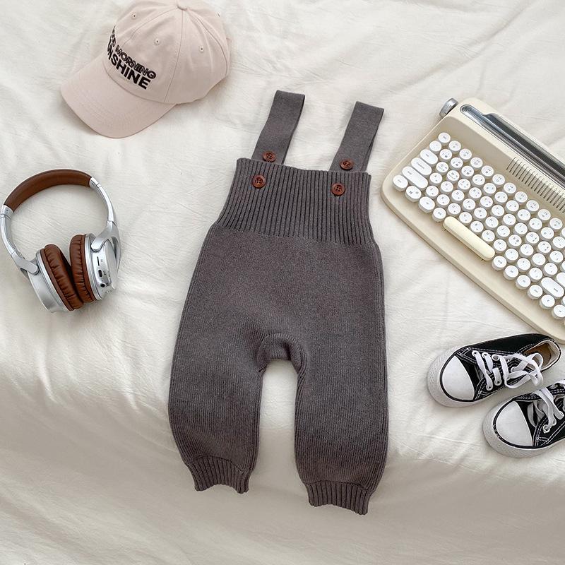 Autumn Knit Infant Romper: Korean-Style Overalls for Baby Boys & Girls