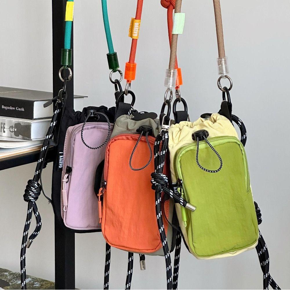 Nylon Rope Drawstring Crossbody Bag Coin Pouch Mobile Phone Pack Nylon Shoulder Bag  Outdoor