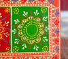 Indian Folk Art Mirror Work Wood Wall Panel: Hand-Painted Bright Ethnic Home Decor