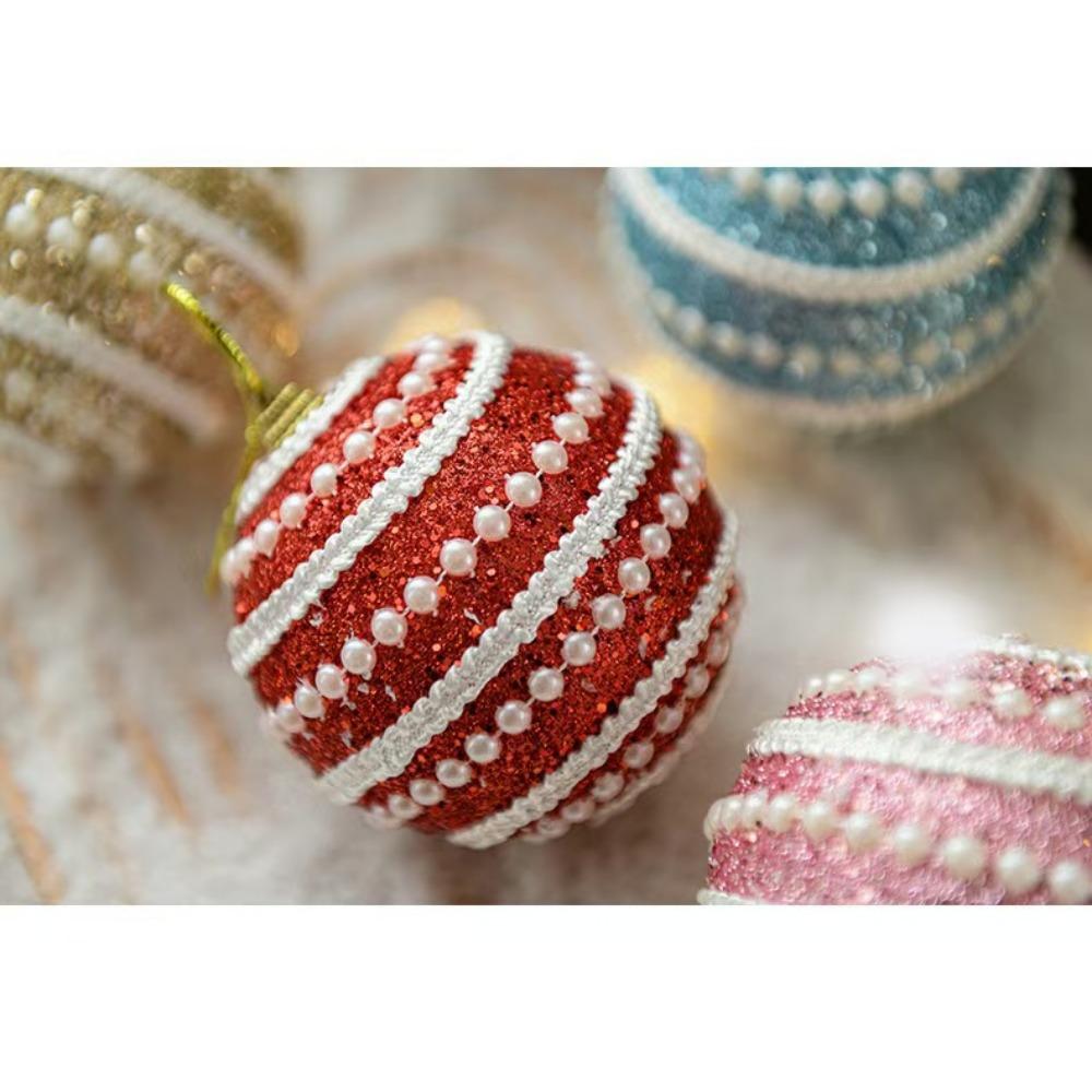 5 Pcs Red and White Christmas Tree Ornaments Christmas Ball Decorations 3.15 Inches Stripe Snowflake Tree Decoration for Home Indoor Outdoor