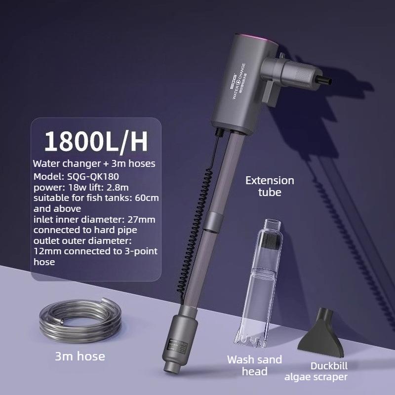 Fish Tank Sand Cleaner Pump Large Flow Water Poop Cleaner Automatic Electric Aquarium Vacuum Fishbowl Washer Cleaning Tools