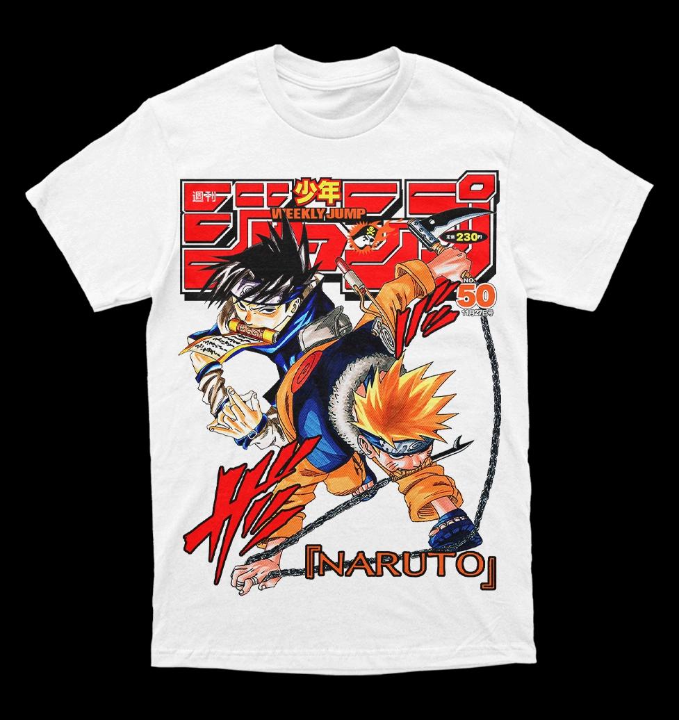

Naruto Uzumaki & Sasuke Uchiha Weekly Jump Cover Graphic T-Shirt Men Women Anime Casual Cotton Streetwear Fans Top S разноцветный