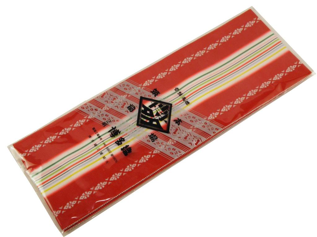 [Sarasa] Authentic Chikuzen Hakata-ori Silk Datejime (Kimono Sash) - Made In Japan - Red (Striped)