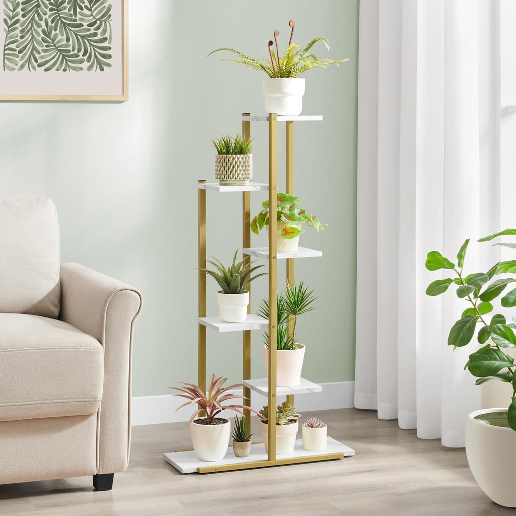 6-shelf flower stand - marble / gold legs