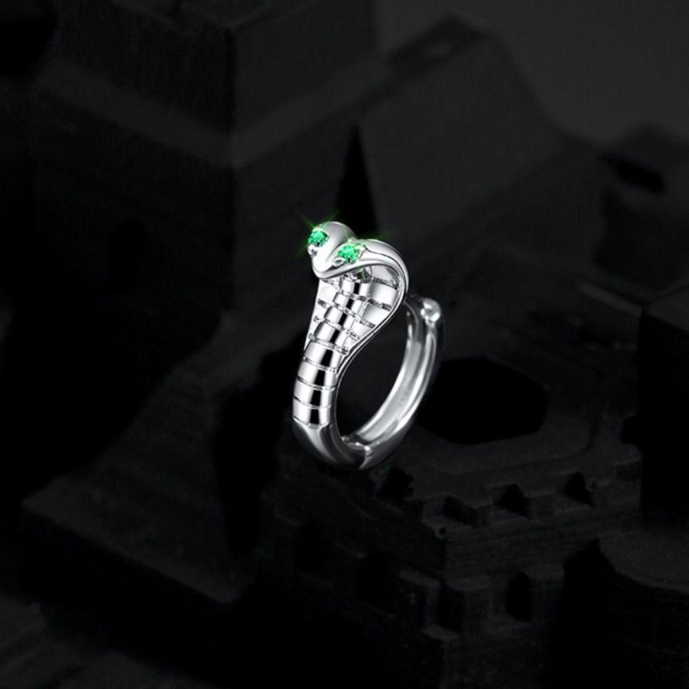 Snake-shaped Green Eye Snake Earrings Niche Design Men's Ear Hoops Fashion Ear Buckle  Daily Wear
