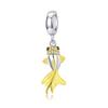 WOSTU 925 Silver Flamingo Bee Charms Ariel Balloon Coffee Girls Beads Dangle Fit DIY Original Bracelet Pendants Jewelry
