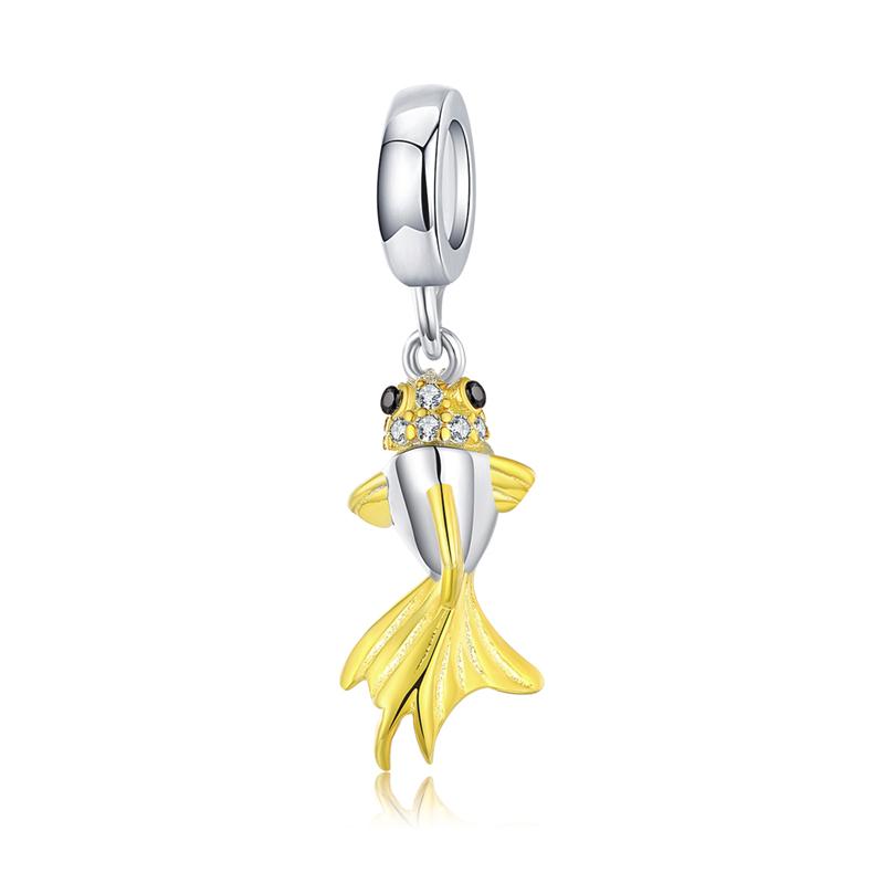WOSTU 925 Silver Flamingo Bee Charms Ariel Balloon Coffee Girls Beads Dangle Fit DIY Original Bracelet Pendants Jewelry