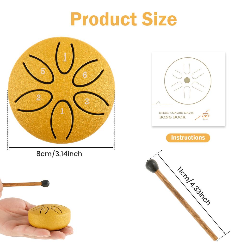 Steel Tongue Drum Portable Rain Drum Hand Pan Drum Percussion Musical Instruments For Yoga Meditation Musical Toy Relief Tool