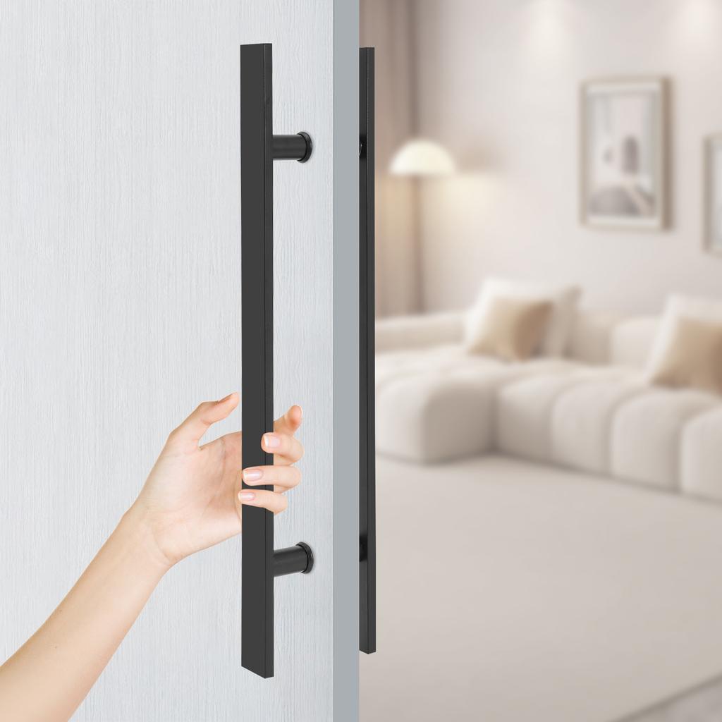 Schwarzer doppelseitiger Edelstahl-Türgriff, 23,43*1,6 Zoll H-Form Türgriff Dicke 0,4 Zoll für Eingangstüren