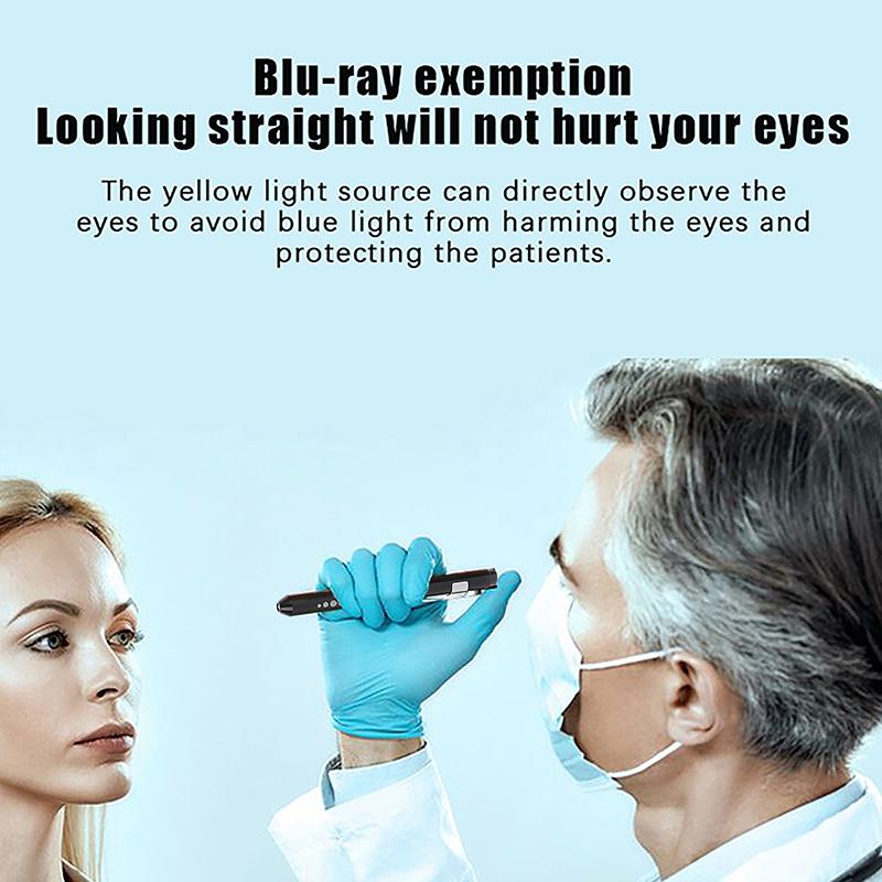 Portable Medical Led Penlight With Pupil Gauge Ruler With Battery Mini Flashlight White+Yellow Light For Doctor Nurse Diagnosis