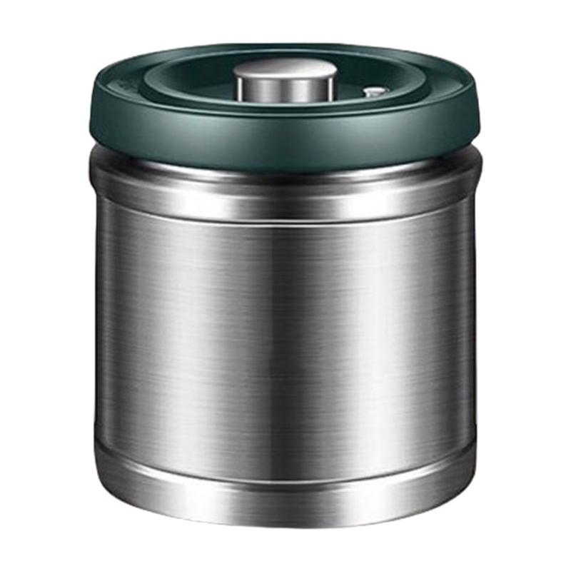 Vacuum Seal Container With 304 Stainless Steels Construction Kitchen Canister Metal Dry Goods Storage Organiser