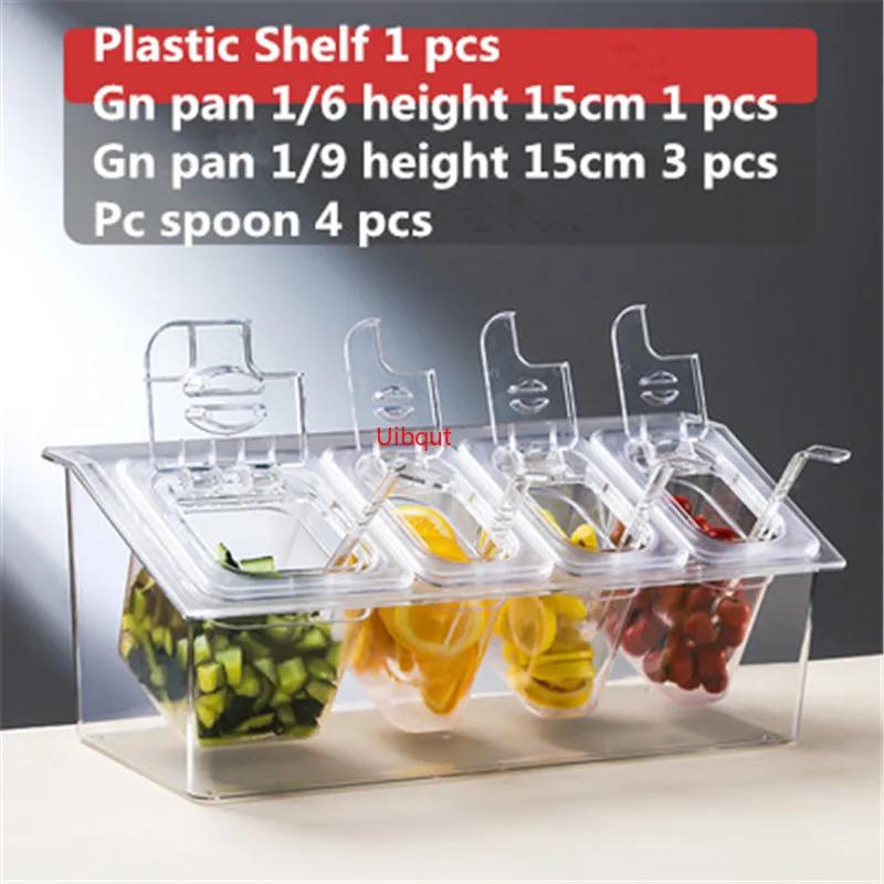 square plastic acrylic transparent box basin tray with lid jam seasoning box milk tea shop gn tray Storage pan with rack tray