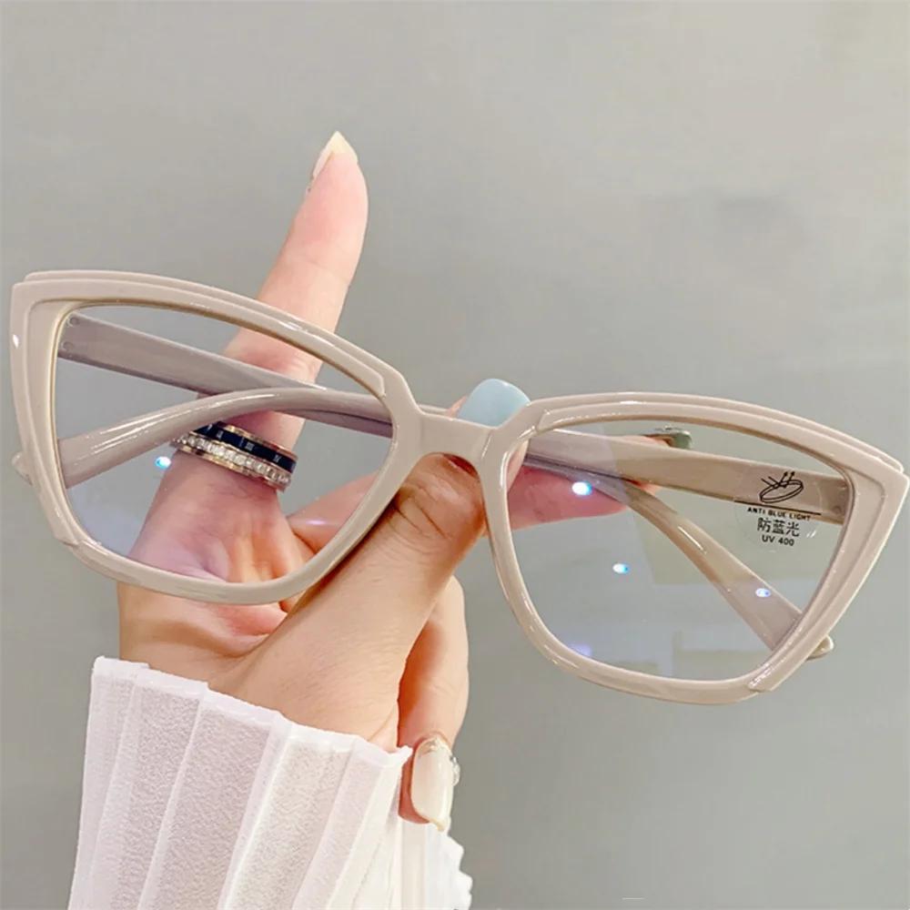 Fashion Anti-Blue Light Cat Eye Glasses Simple Frame Eyeglasses for Women and Men Ultra Light Unisex Transparent Eyewear