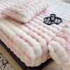 Plush Fleece-Lined Rabbit Fur Fitted Sheet Set - Double Bed, Winter Warmth, 3-Piece Mattress Protector