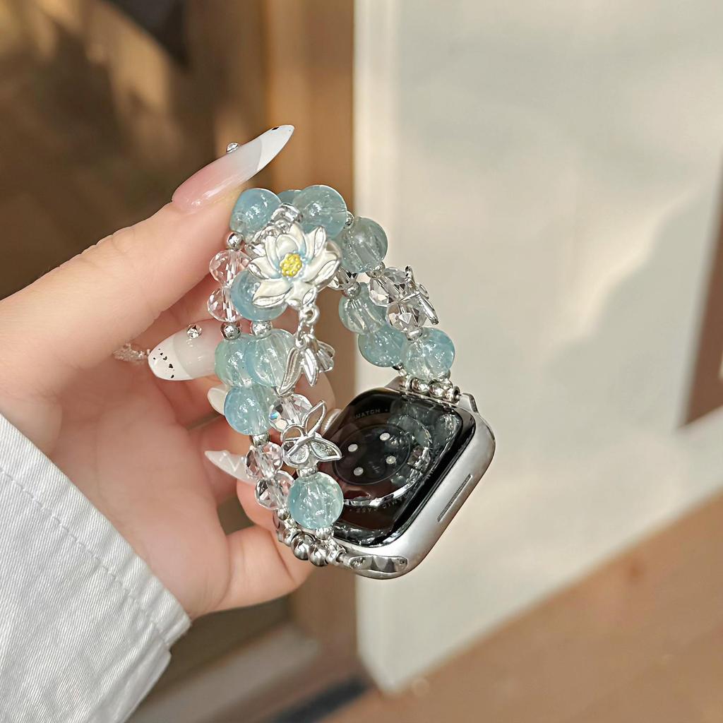 Glazed Lotus Beaded Strap for Xiaomi 10 Smart Band, Huawei GT6, and Apple iWatch 11