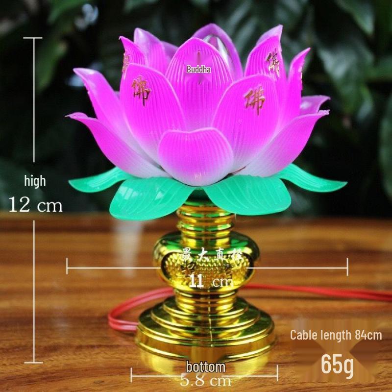 Seven-Color Plug-In Lotus Buddha Altar Offering Lamp with Eternal Light