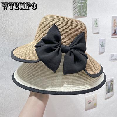 Women's Straw Hat Summer Sun Hat Beach Vacation Large Eave Face Shading Sun Hat Sun Protection Grass Woven Hat