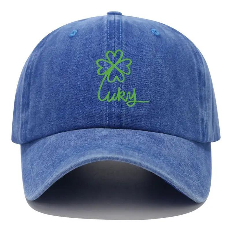 Men Women S Vintage Washed Dad Hat Lucky Clover Embroidered Adjustable Baseball Cap For Daily Casual And Outdoor Activities