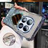 Glitter Heart Mirror Holder Stand Phone Case For OPPO Reno 15 15C 15F Pro Max 14F 13F 12F 11F Shockproof Soft Silicon Back Cover