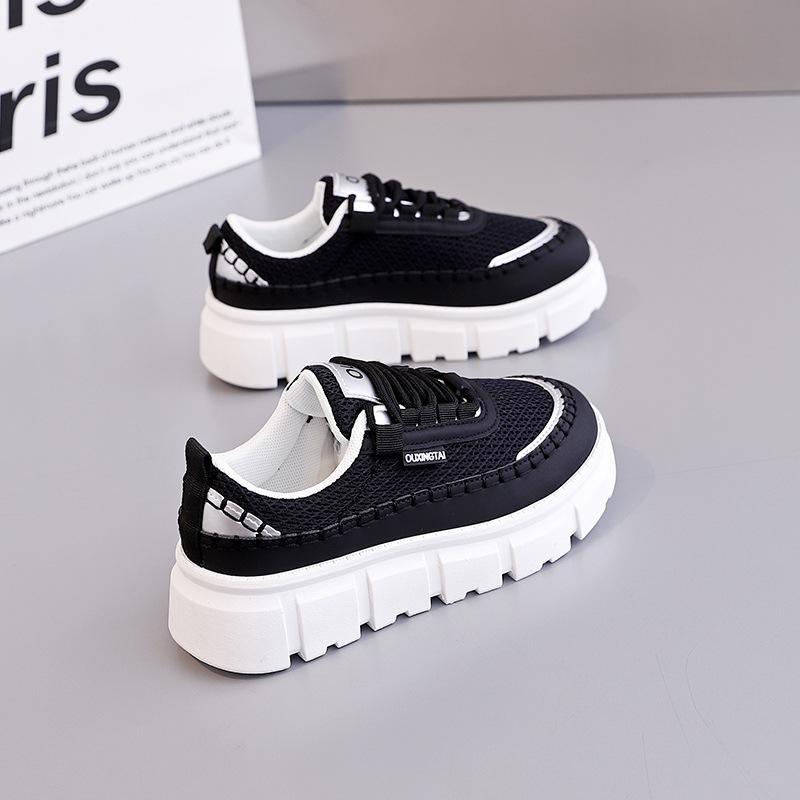 Spring mesh breathable outdoor board shoes women's thick sole lightweight simple casual shoes versatile sports running shoes