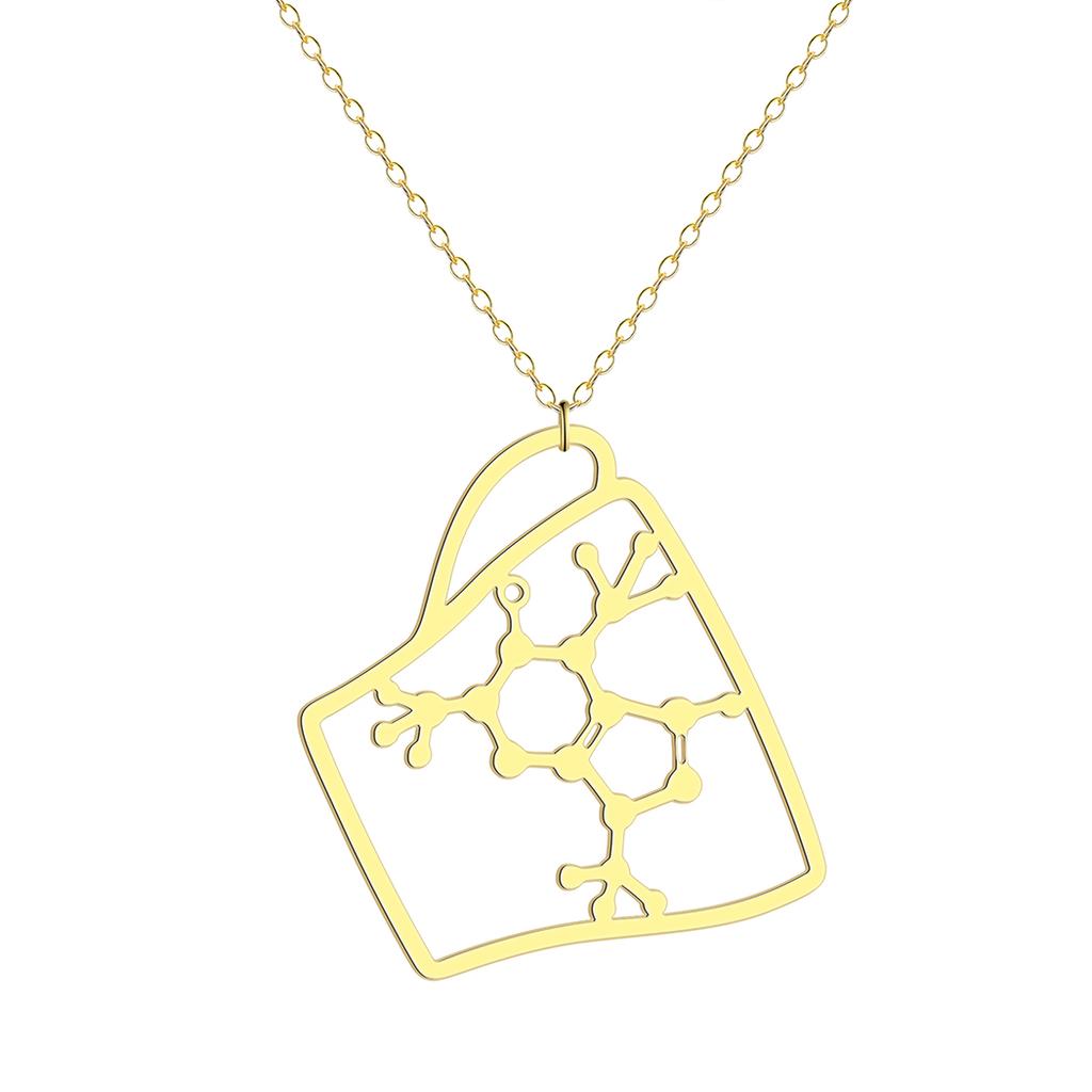 Kintal exquisite stainless steel Caffeine Molecule necklace Coffee Cup pendant Chemistry jewelry Christma gift girlfriend