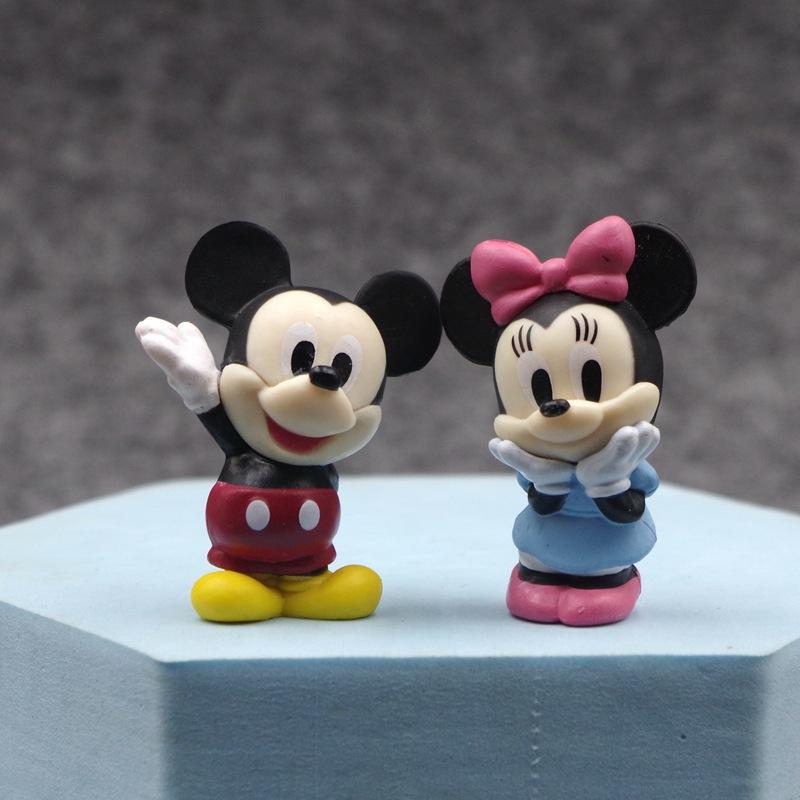 Model 6Pcs Disney Anime Mickey Mouse Action Figure Minnie Pooh Bear Dumbo Kawaii Cartoon Doll PVC Collectible GK Toy Kids Gift