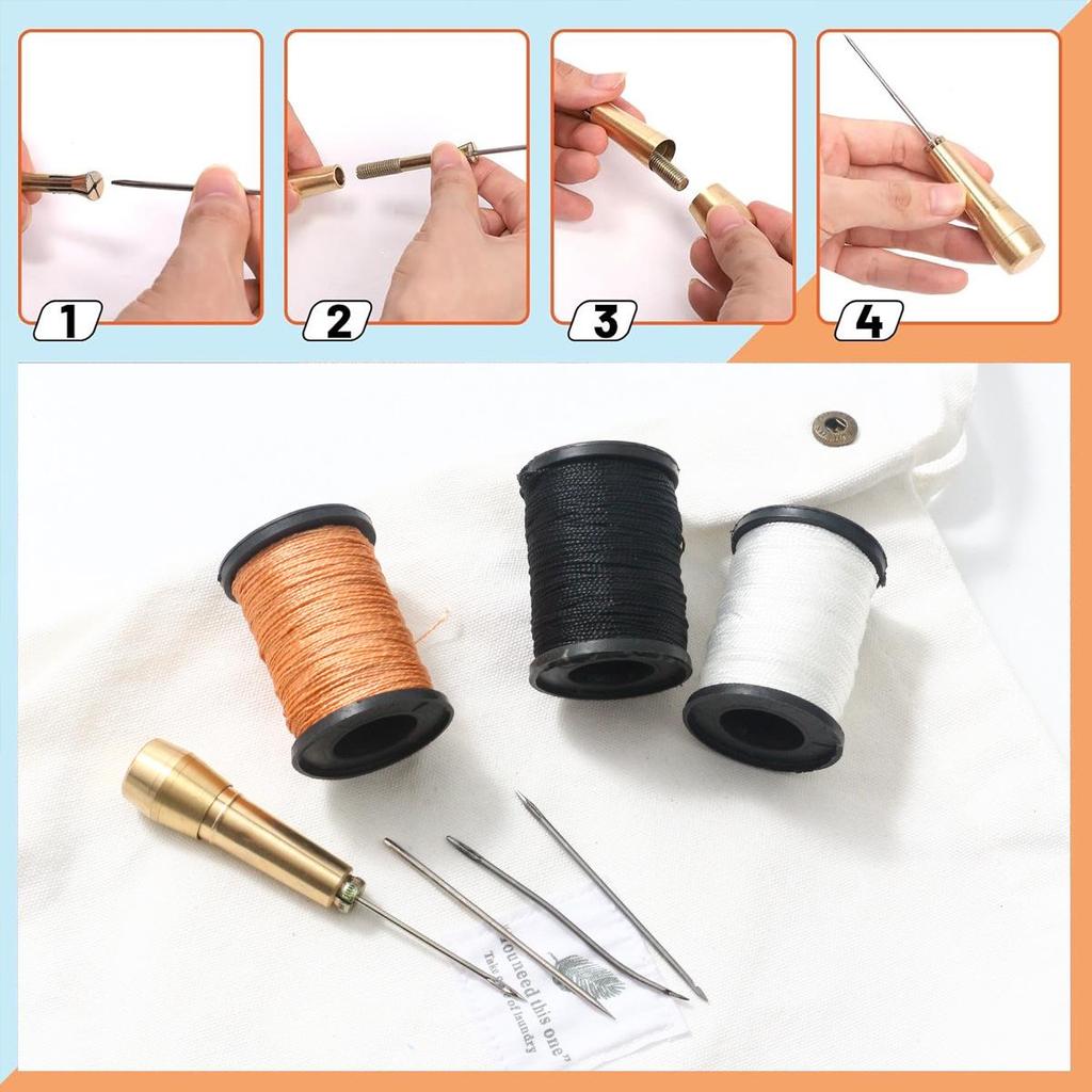 Exclusive Leather Repair Set with Replaceable Awl and Pure Copper Handle