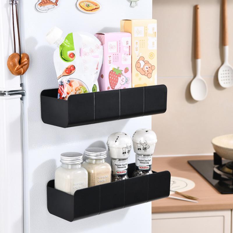 1/2 pair  Refrigerator Magnetic Storage Rack Tissue Rack Punch-free Removable Kitchen Sundries Organizer Refrigerator Side Shelf