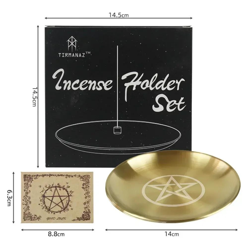 Heidnisches Ritualtablett Altar Pentagramm Platte Kristallsteinregale Kerzenhalter Räuchergefäß Wohnaccessoires Hexengeschenk