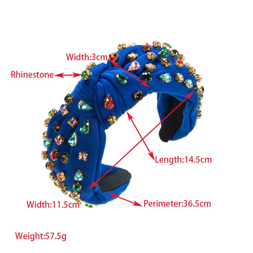 New Retro Baroque Colorful Crystals Headband Women's Fashion All-Match Wide-Brimmed High Skull Top Hair Accessories