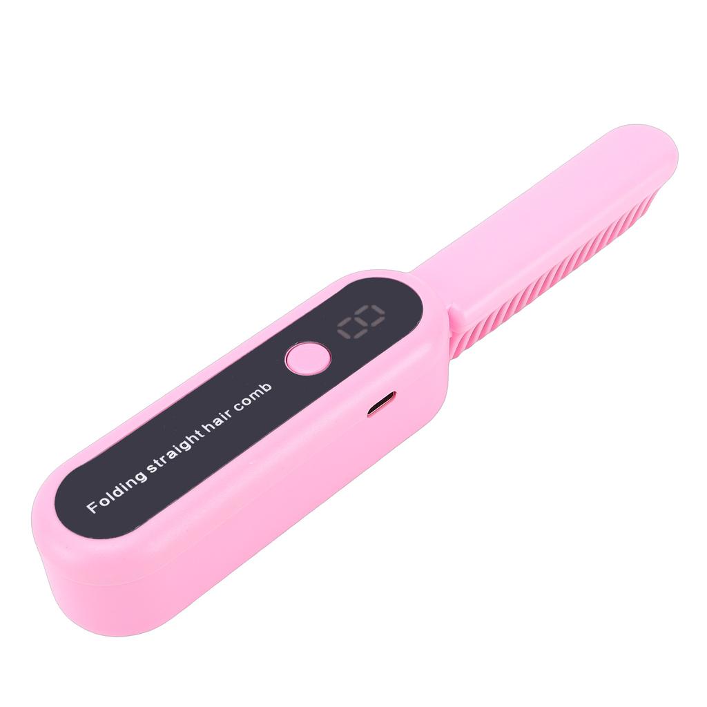 Portable Cordless Anion Hair Straightener Brush Folding Rechargeable 9 Temp Settings Hair Straightener Comb
