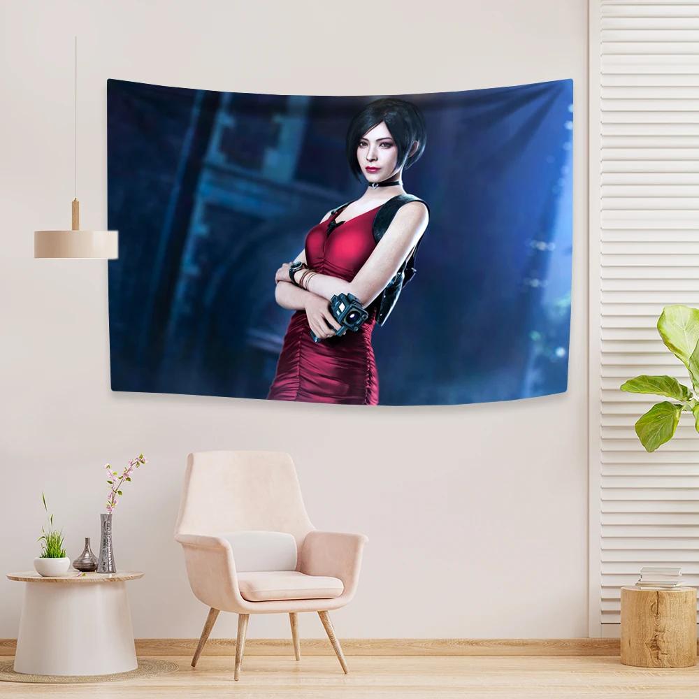 Classic Horror Game Character Tapestry Ada Prints Home Decor Aesthetics Wall Hanging Bedroom Dormitory Backdrop Covering Banner