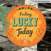 2D Flat, 1pc Round Aluminum Hanging Sign, "Feeling Lucky Today" Irish Clover Design, Patriotic St. Patrick's Day Metal Decor, Perfect for Home, Bar