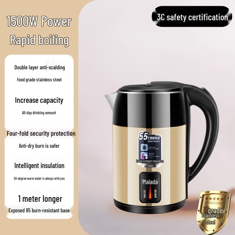 Wanlida 2025 Electric Kettle: Automatic Power-Off, Large Capacity, Insulated Boil, Household Use