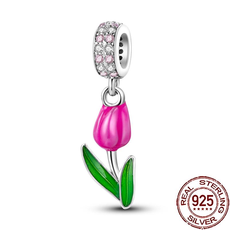New Charms Copper Colorful Plant Flower Fruit Charm Beads Fit Snake Chain Bracelet Necklace Women Diy Jewelry