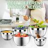 Mixing Bowls with Lids Set, Stainless Steel Mixing Bowls with Colander, Strainer with Mixing Bowl Set, Kitchen Gadgets Bowl Christams Gift, Size 4,