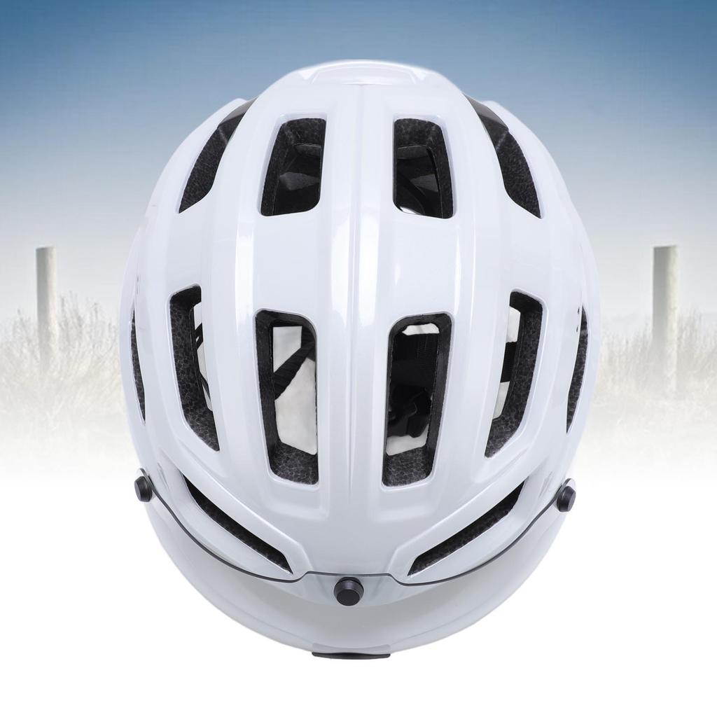 Bike Helmet with Magnetic Photochromic Goggles PC EPS Windproof Impact Proof Lightweight Breathable Cycling Helmet for Men Women Bright White