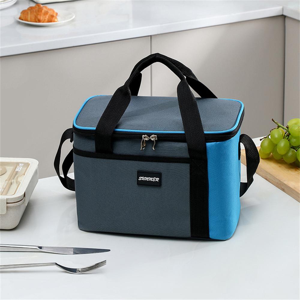 Size S 10L Portable Cooler Bag for Outdoor Picnic 600D Oxford Fabric Color Block Large Capacity Insulated Lunch Bag