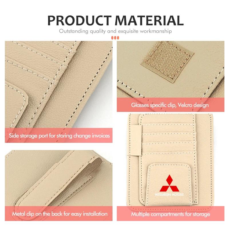 wszm6 Car Sunglasses Holder Sun Visor Clip Card Storage Organizer for Mitsubishi Pajero Sport Lancer ASX L200 Interior
