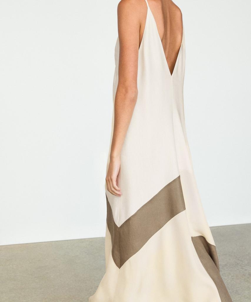 Masimodutti Color Block Fluid Midi Dress