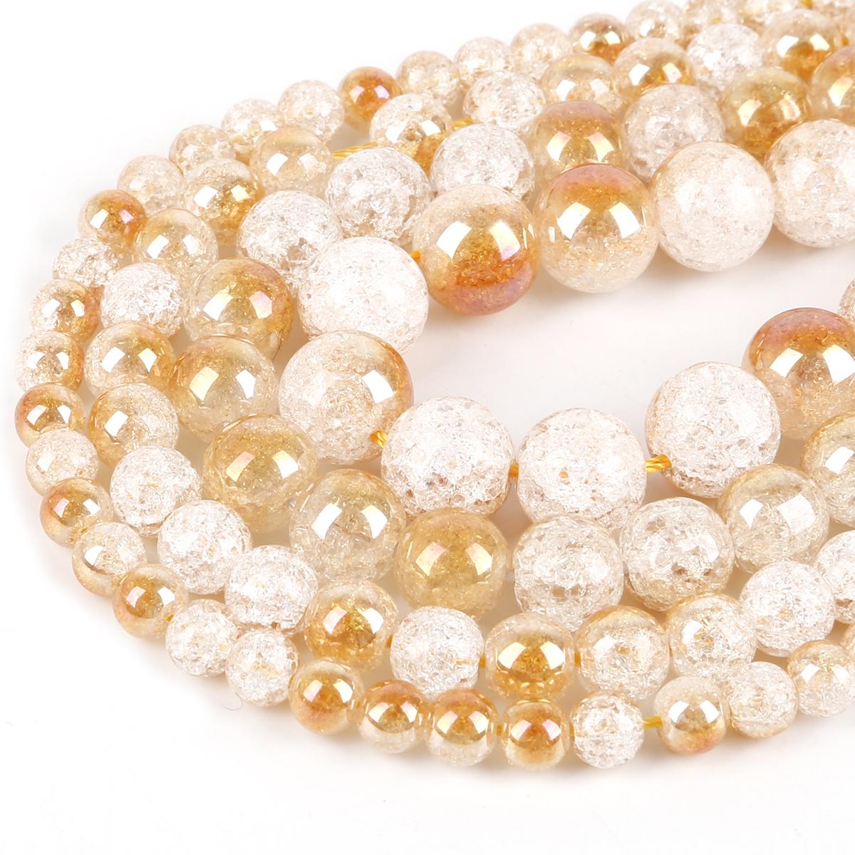 

Природный камень, кристалл, поп-цветы, круглые гальванические бусины, DIY изготовление браслетов, ожерелье, ювелирные изделия 6mm 63pcs шампанского